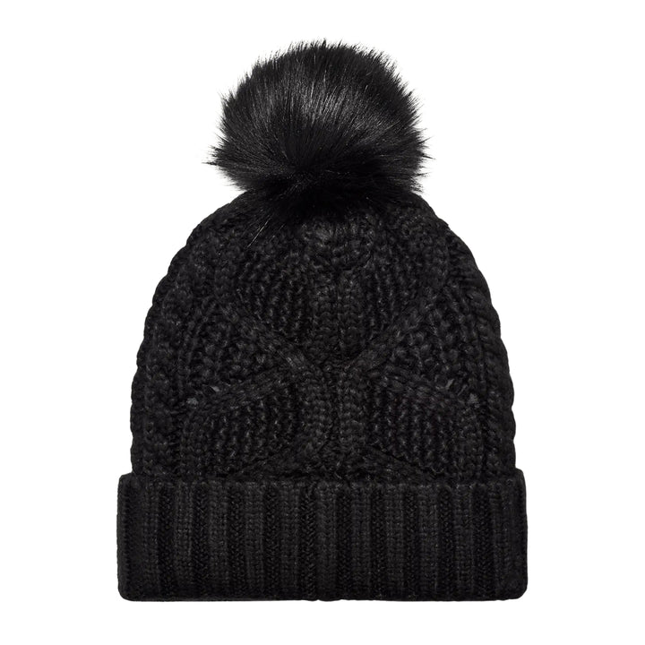 UGG Womens Cable Beanie With Pom Black