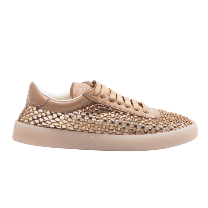 Back70 Womens Smart Strass Brown Sneakers
