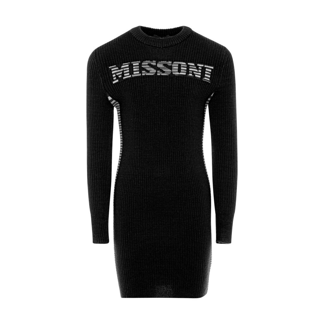 missoni black knit dress Missoni Womens Abito Knit Midi Dress Black sheer Chevron Italy
