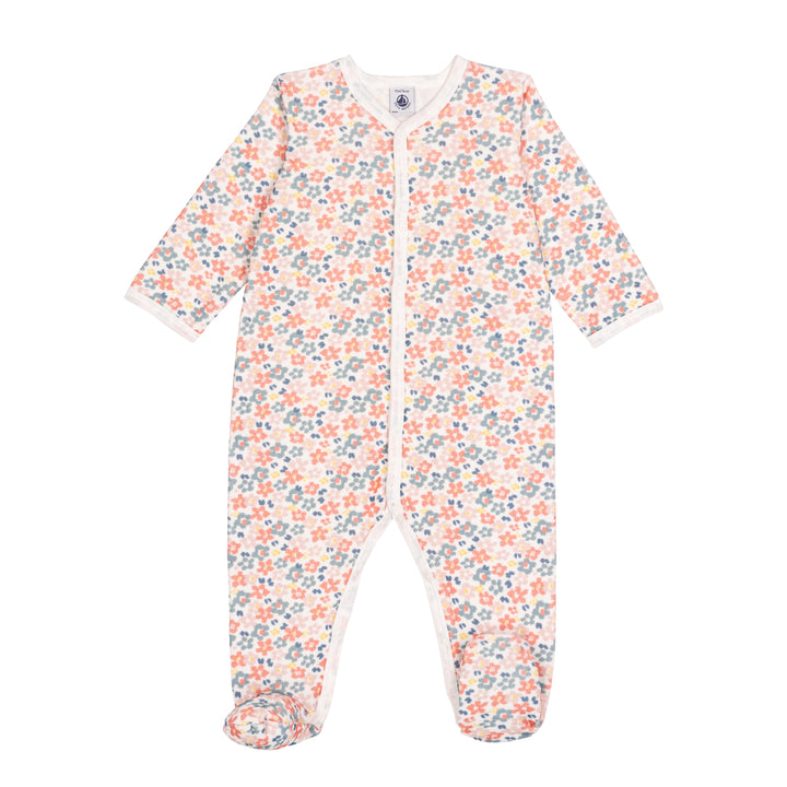 Petit Bateau Baby Girls Floral Print Velour Pyjama