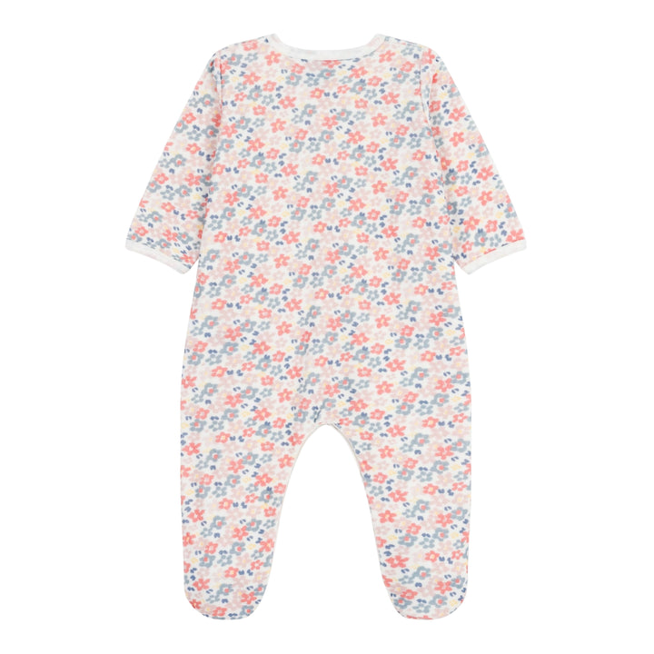 Petit Bateau Baby Girls Floral Print Velour Pyjama