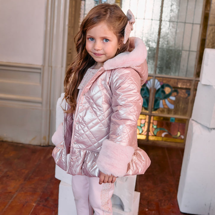 Patachou Baby Girls Metallic Quilted Coat