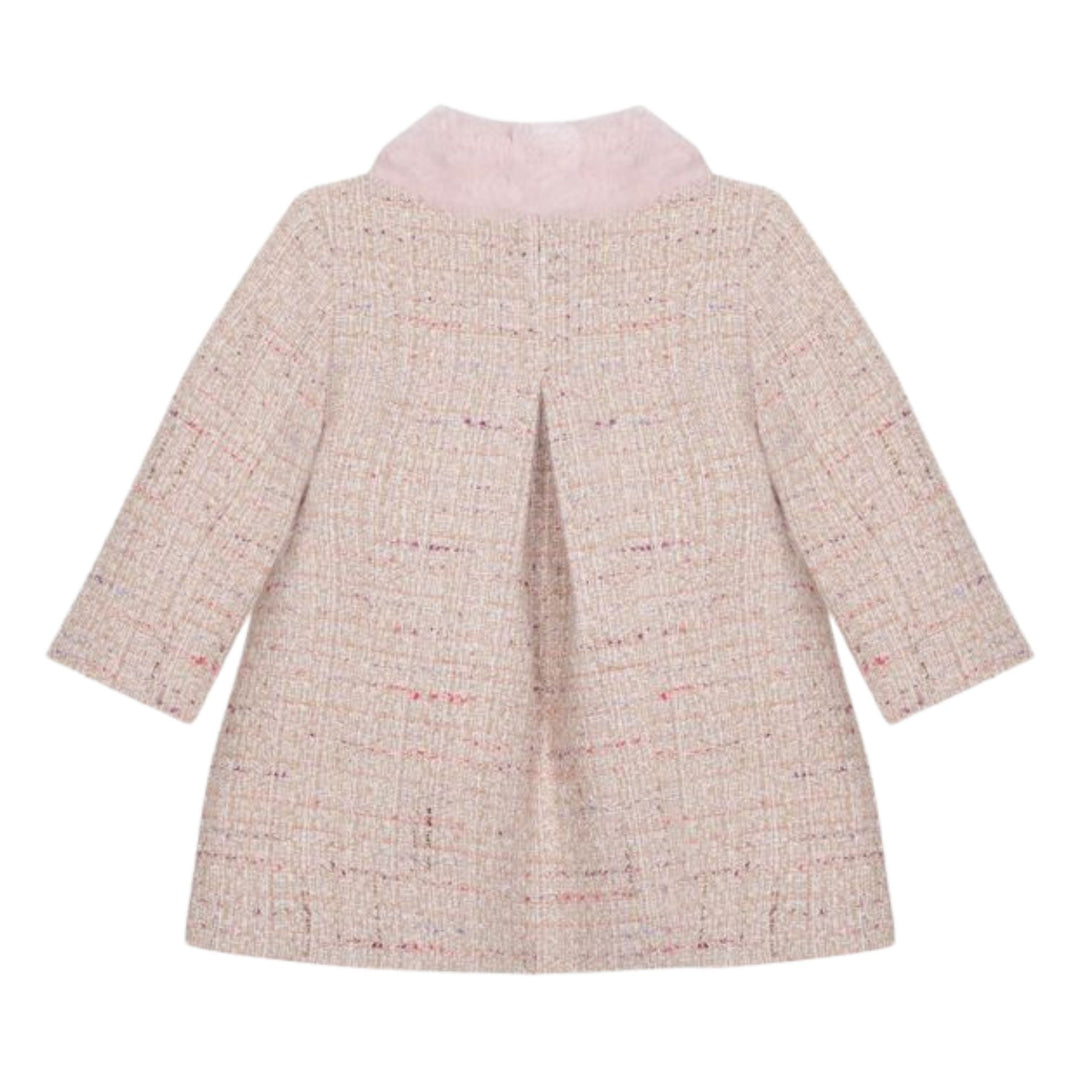 Patachou Pale Pink Tweed & Fur Coat