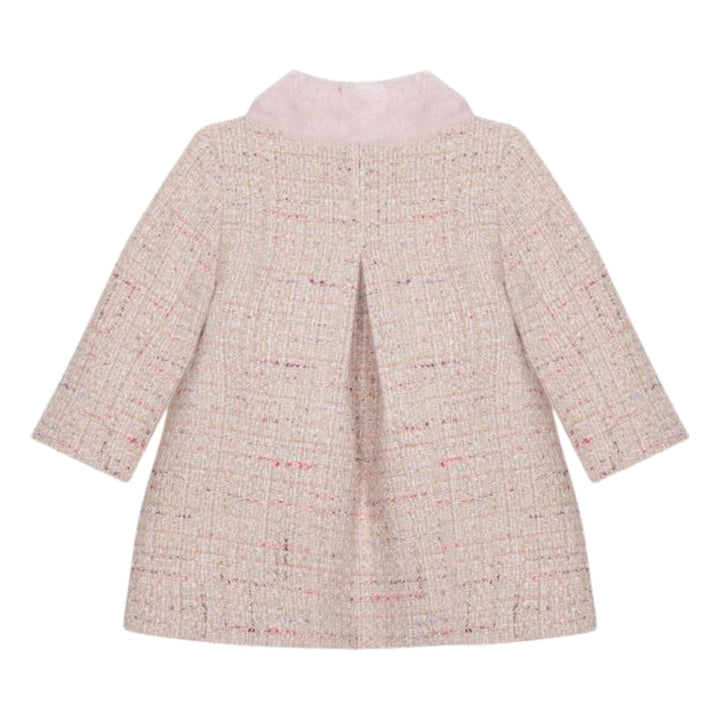 Patachou Pale Pink Tweed & Fur Coat