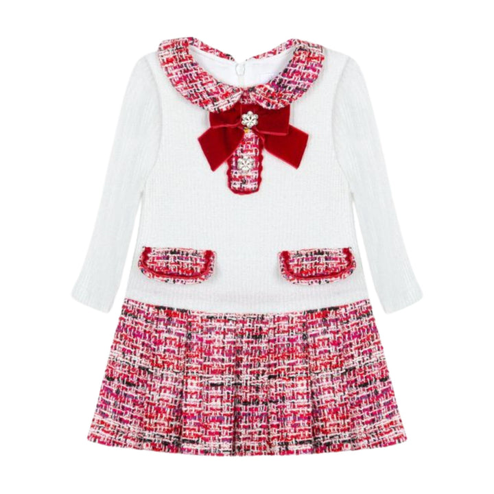 Patachou Baby Girls White & Red Tweed Dress