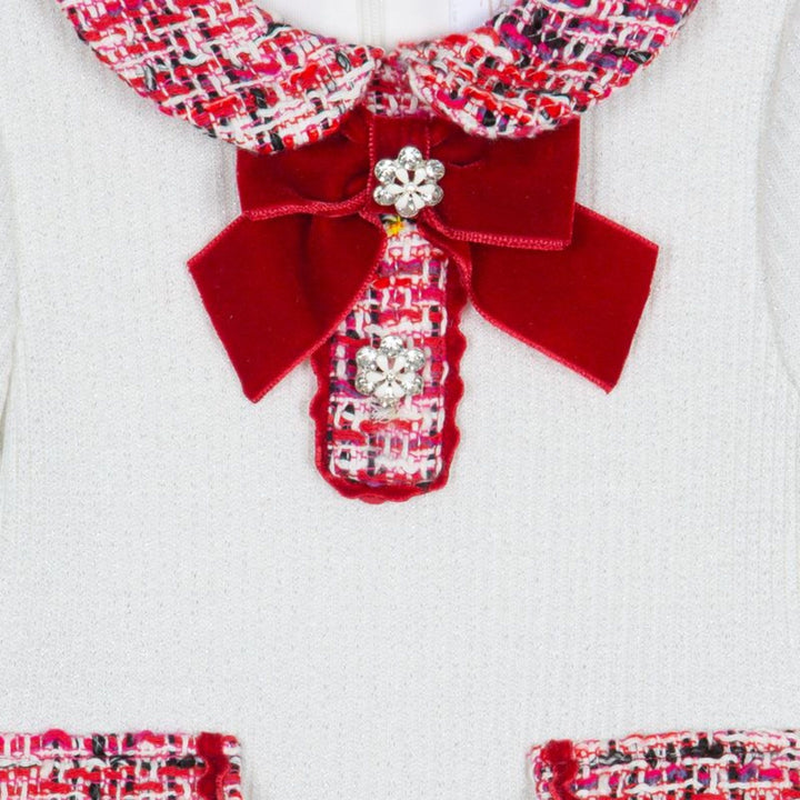 Patachou Baby Girls White & Red Tweed Dress