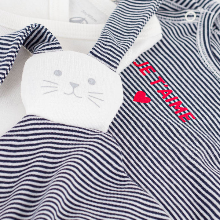 Petit Bateau Baby Boys Three-Piece Grey Stripe Ensemble