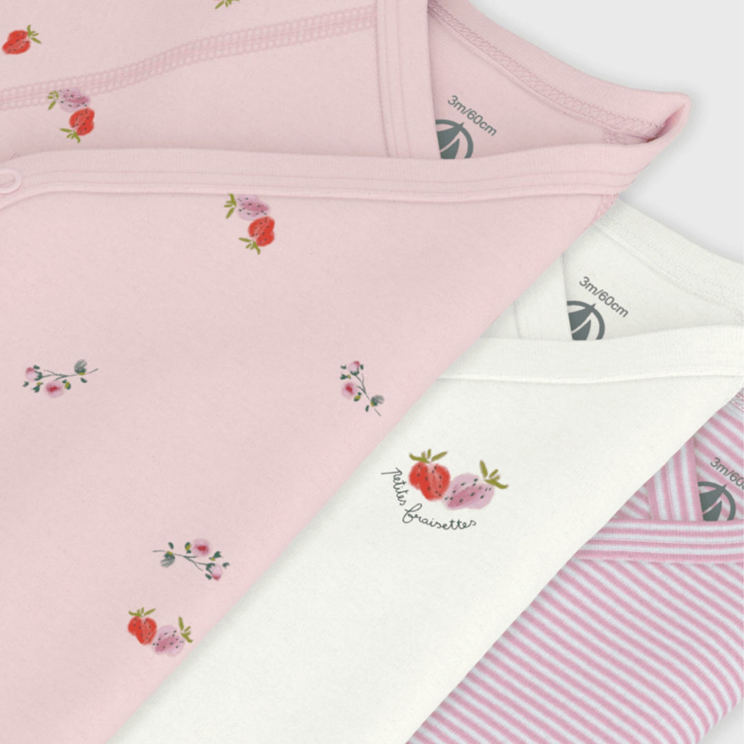 Petit Bateau Baby Girls Printed Set of 3 Bodysuits
