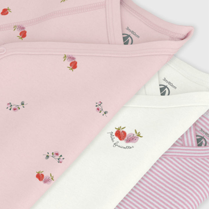 Petit Bateau Baby Girls Printed Set of 3 Bodysuits