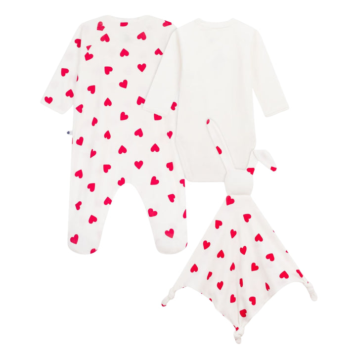 Petit Bateau Baby Three-Piece Hearts Ensemble