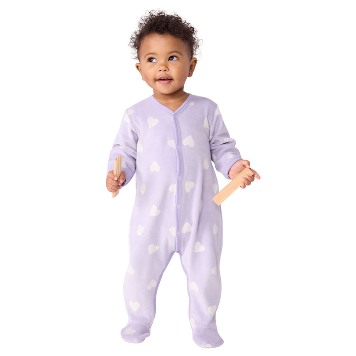Petit Bateau Baby Girls Purple Velour Pyjama