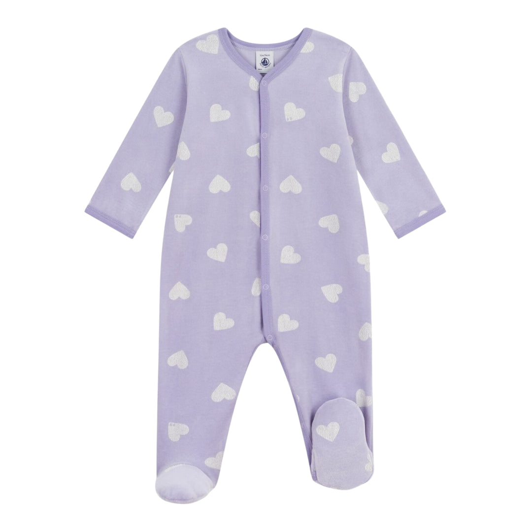 Petit Bateau Baby Girls Purple Velour Pyjama