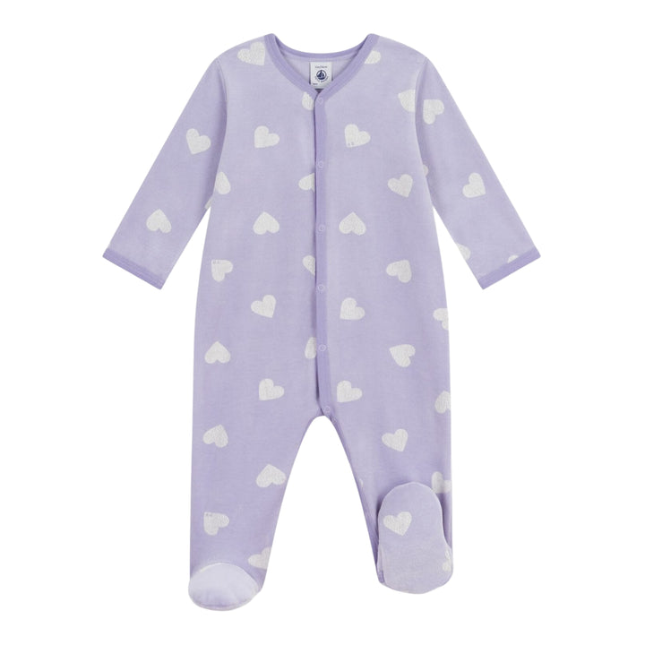 Petit Bateau Baby Girls Purple Velour Pyjama