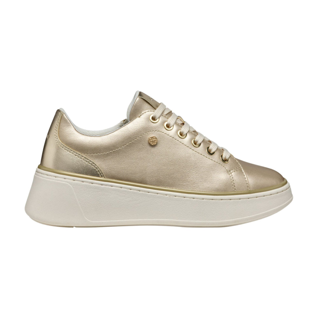Geox Womens Sunnetty Gold Platform Sneakers