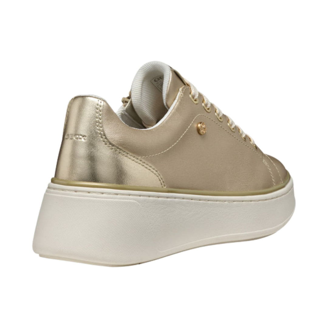 Geox Womens Sunnetty Gold Platform Sneakers