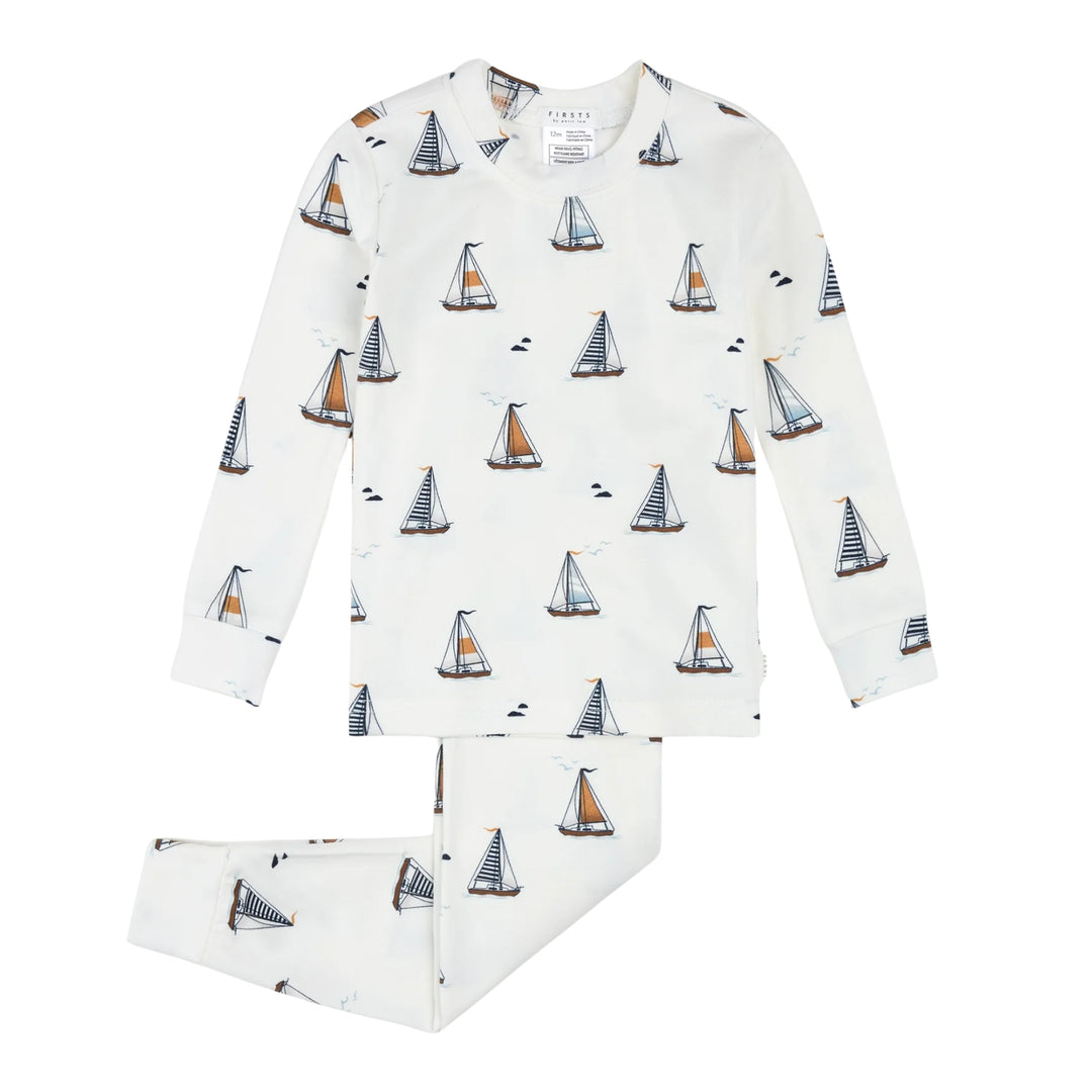 Petit Lem Baby Boys Sailboats PJ Set