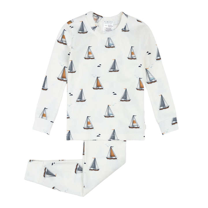 Petit Lem Baby Boys Sailboats PJ Set