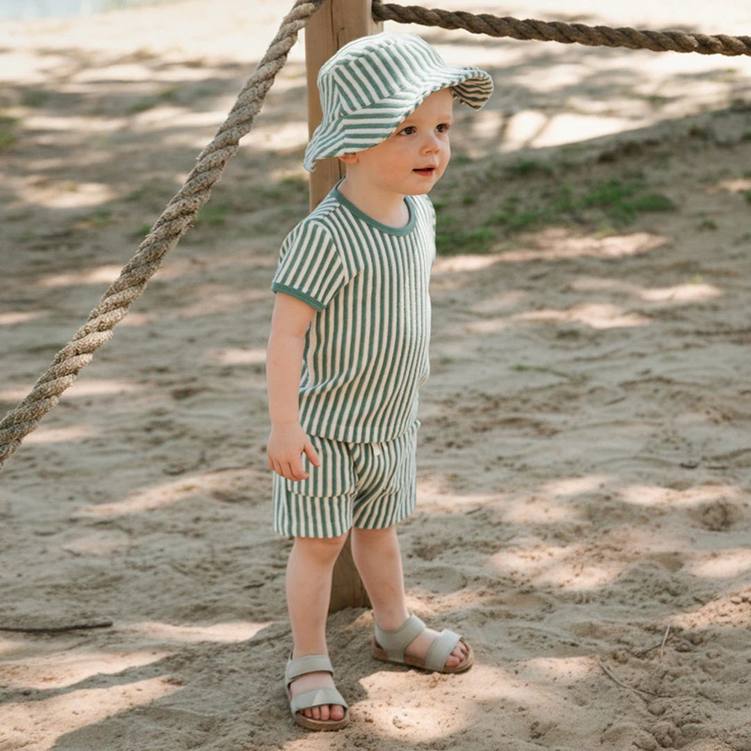 Petit Lem Turquoise Striped Terry Short Ensemble