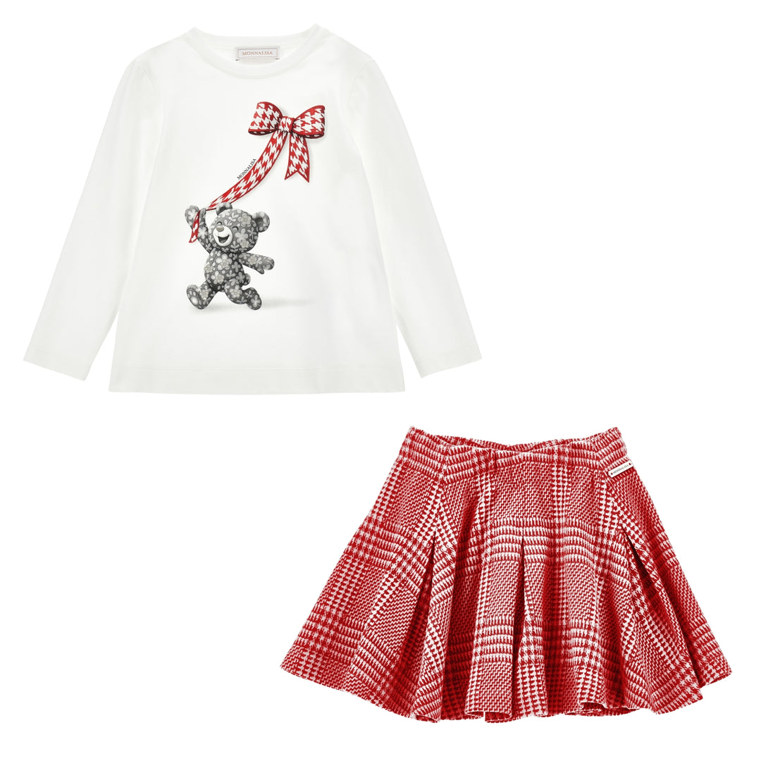 Monnalisa Red Houndstooth Ensemble