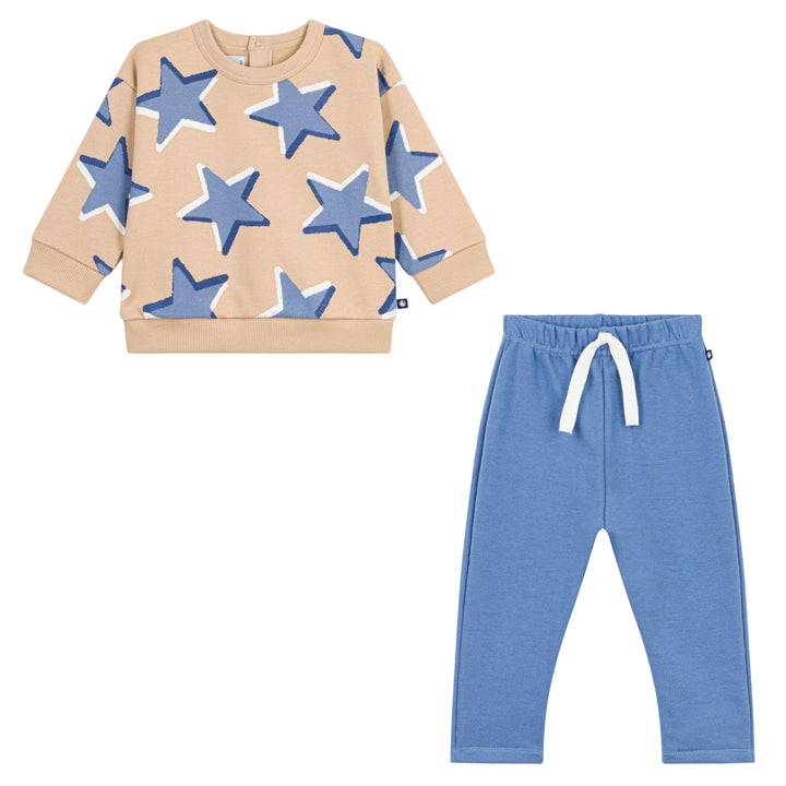 Petit Bateau Baby Boys Blue Stars Ensemble