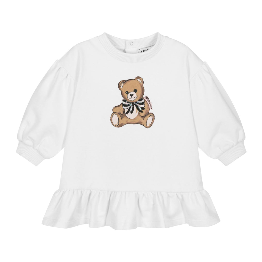 Moschino Baby Girls Bow Bear White Dress