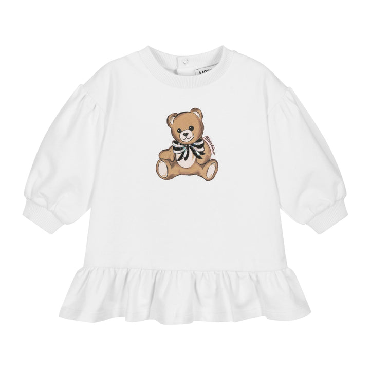 Moschino Baby Girls Bow Bear White Dress