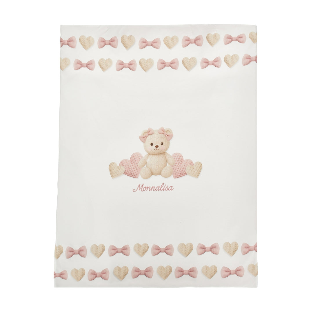 Monnalisa Baby Girls Bow Heart Bear Blanket