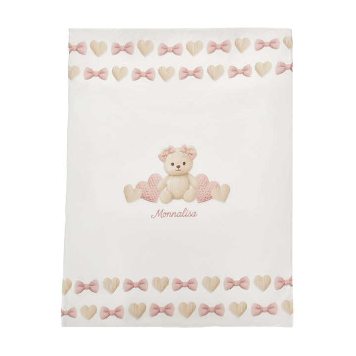 Monnalisa Baby Girls Bow Heart Bear Blanket