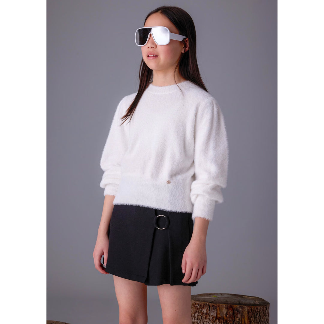 Mayoral Faux Fur White Sweater