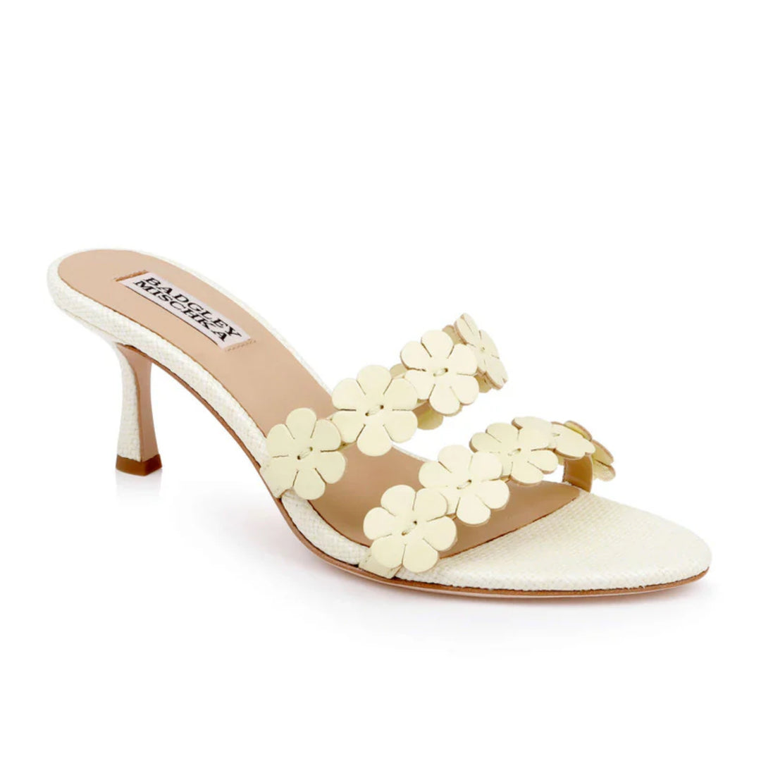 Badgley Mischka Womens Watertown Lime Leather Mid Heel Sandals