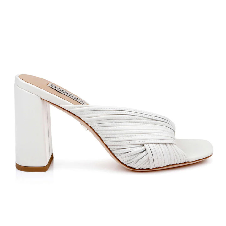 Badgley Mischka Womens Winslow White Leather Block Heel Sandals