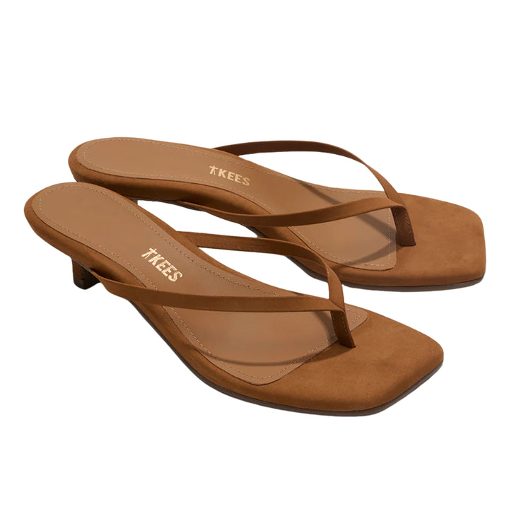 TKEES Womens Square Toe Julia Suede Camel