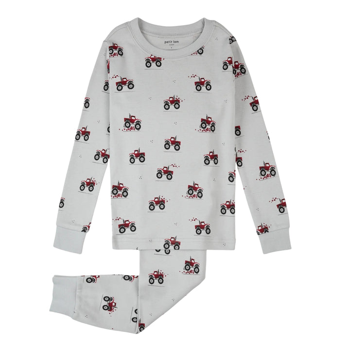 Petit Lem Monster Truck Love Print PJ Set