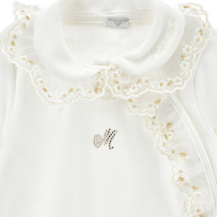 Monnalisa Baby Girls Embroidered Lace Pyjama Set