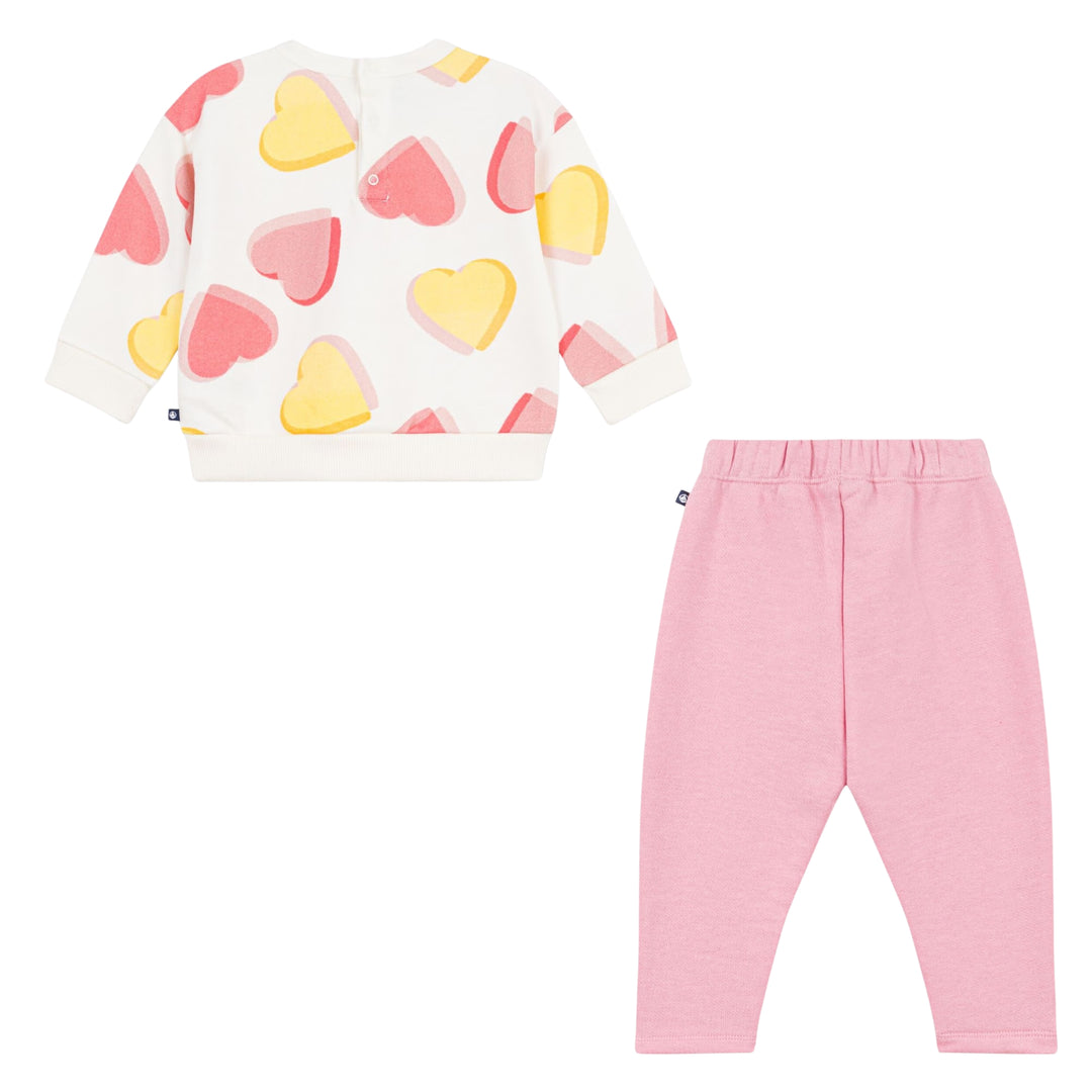 Petit Bateau Baby Girls Pink Hearts Ensemble