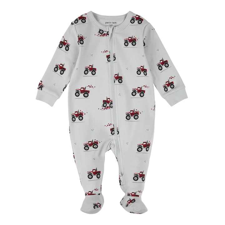 Petit Lem Baby Boys Monster Truck Love Print Sleeper