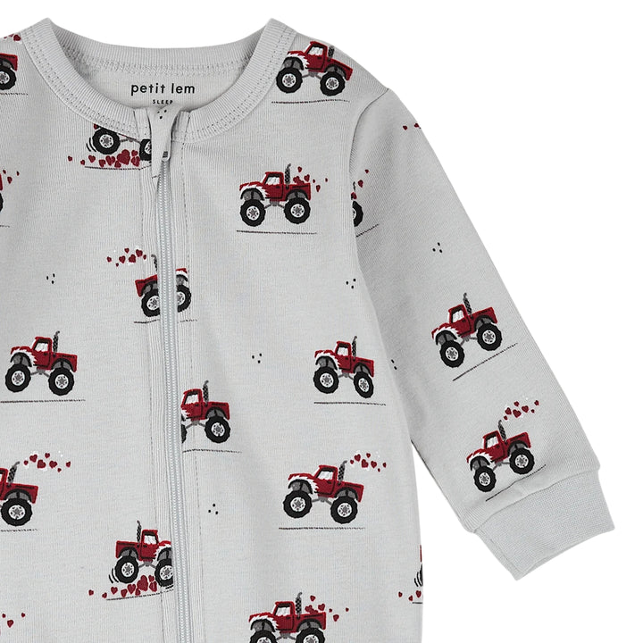 Petit Lem Baby Boys Monster Truck Love Print Sleeper