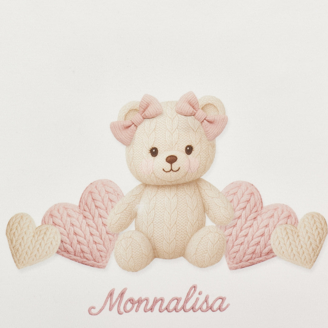 Monnalisa Baby Girls Bow Heart Bear Blanket