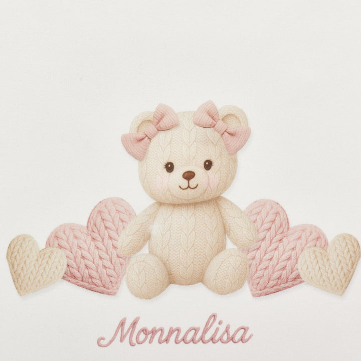 Monnalisa Baby Girls Bow Heart Bear Blanket