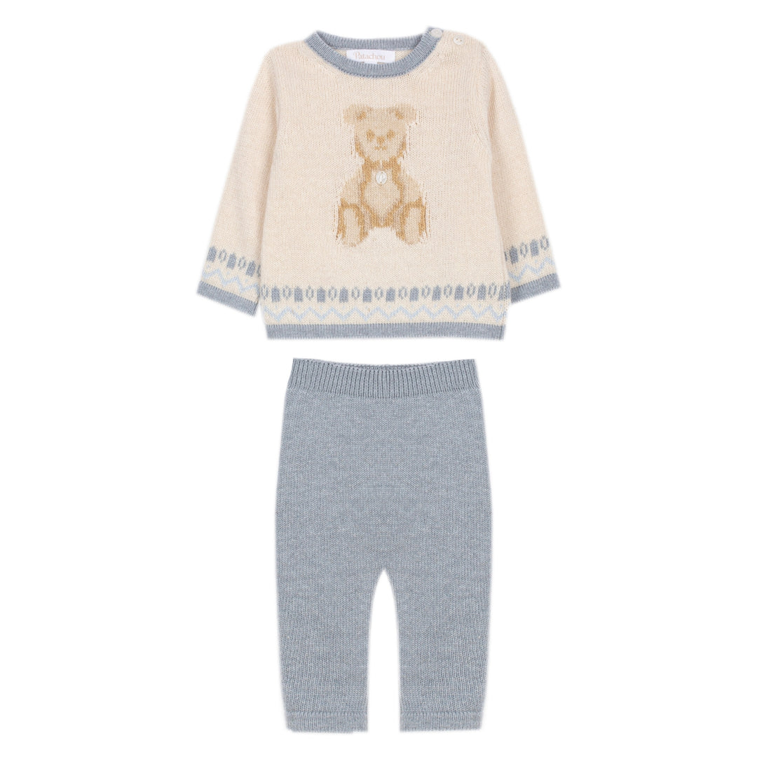 Patachou Baby Boys Beige & Blue Ensemble
