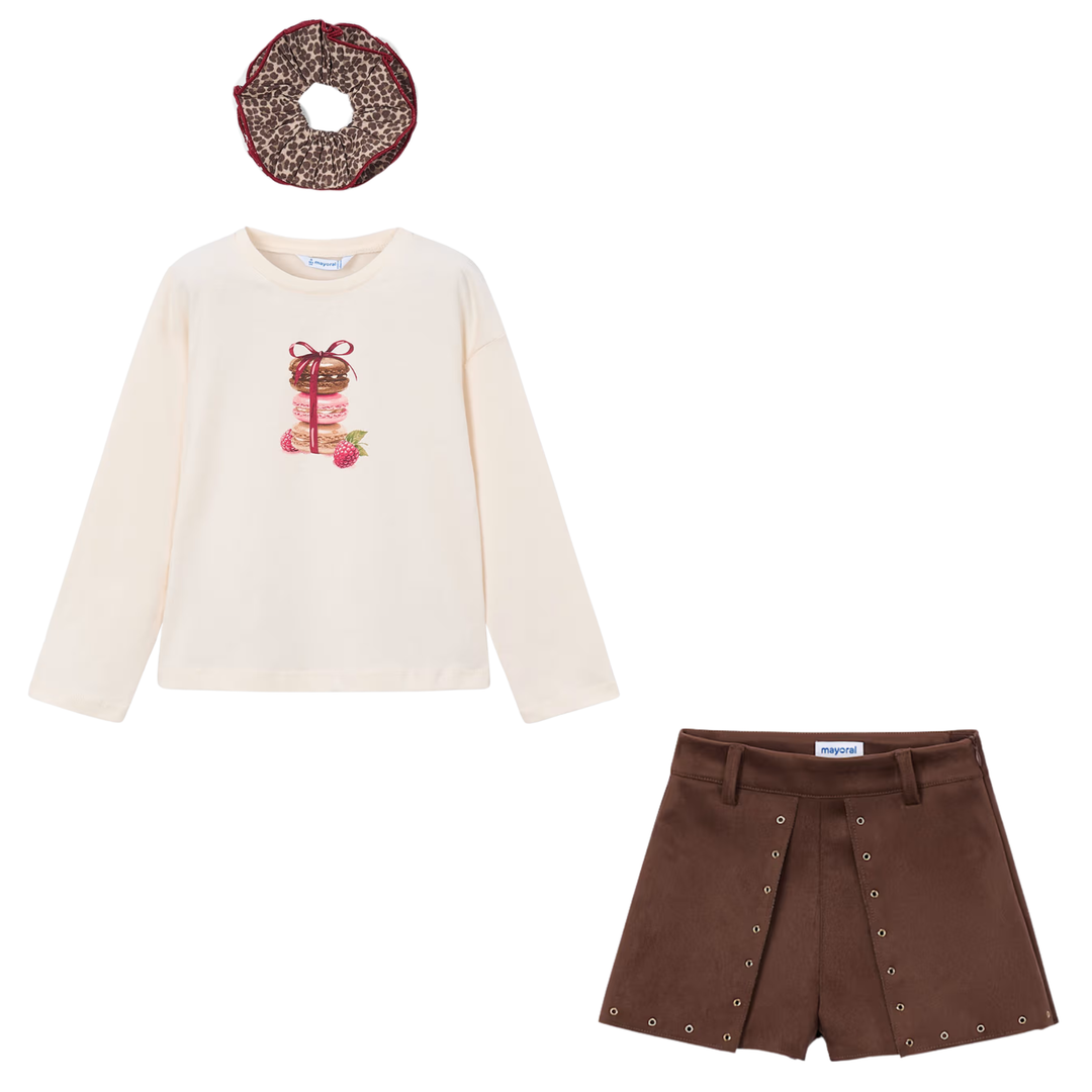 Mayoral Brown Cookie Suede Ensemble