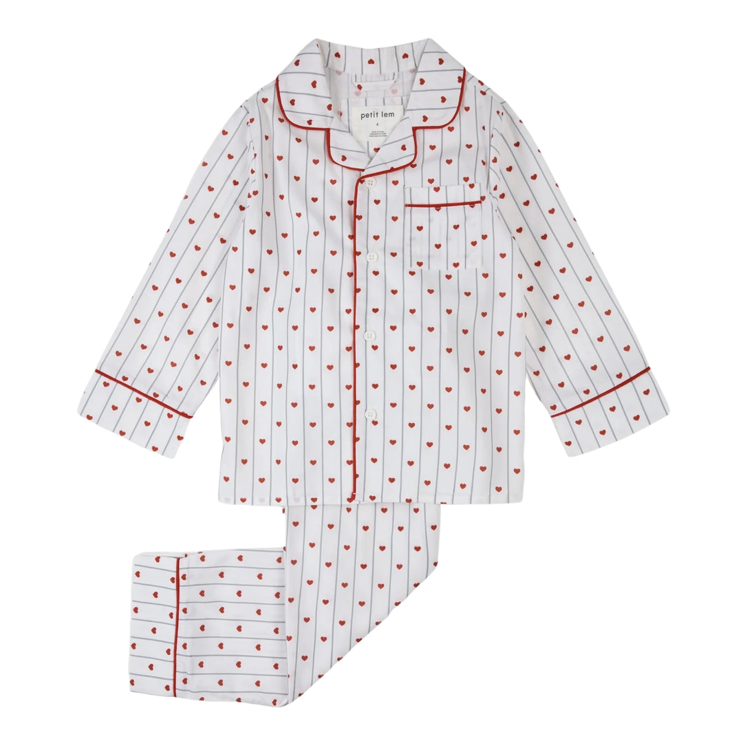 Petit Lem Heart Stripe PJ Set