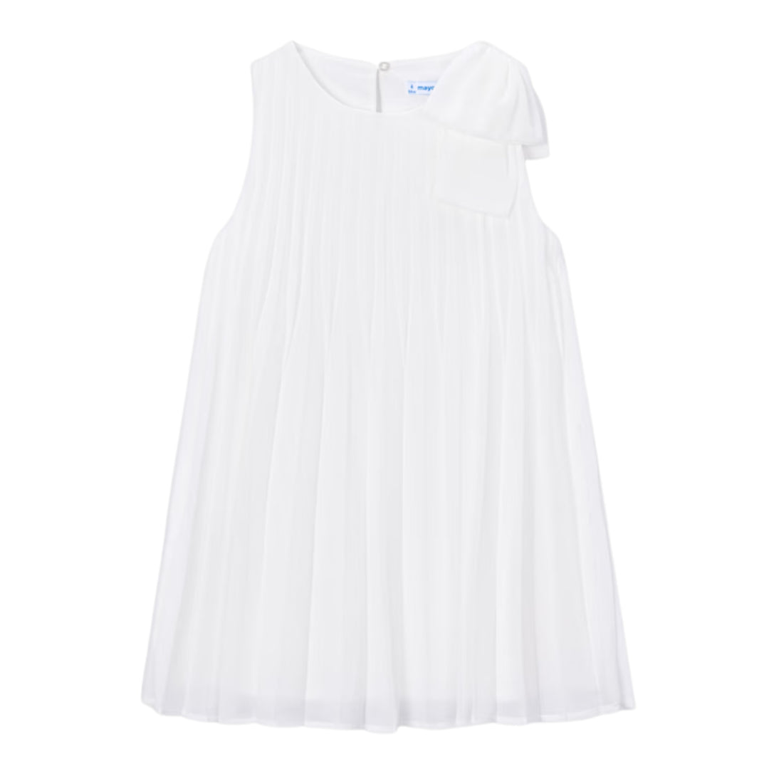 Mayoral Pleated Shoulder Bow Dress