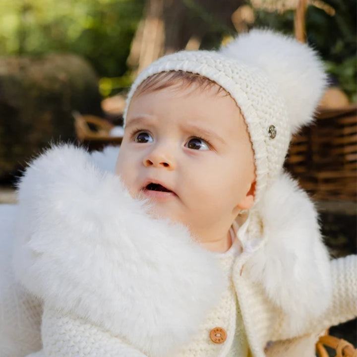 Paz Rodriguez Baby Esencial Ivory Knit Hat