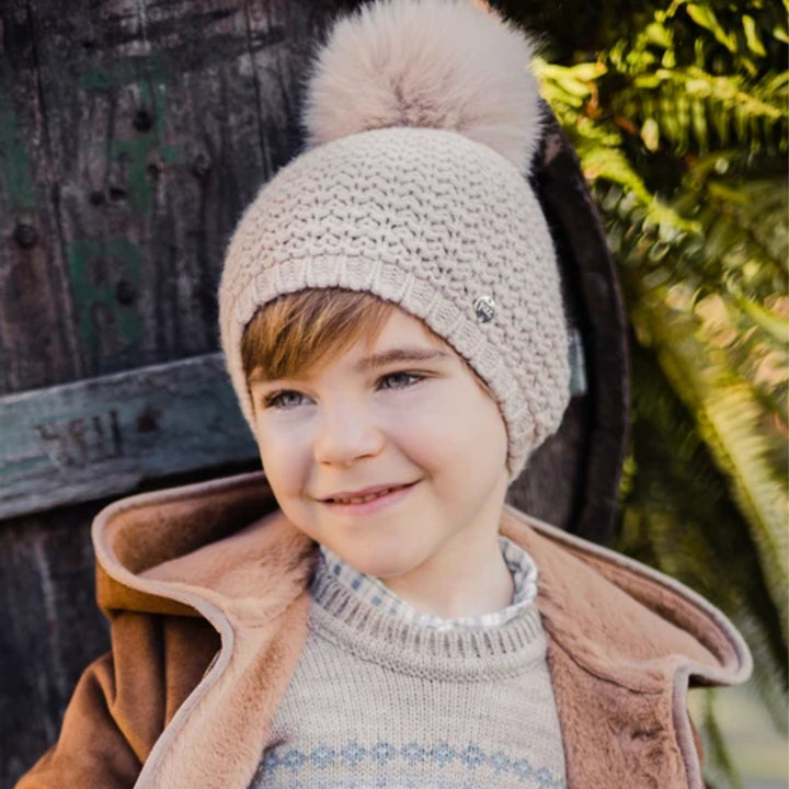 Paz Rodriguez Baby Esencial Beige Knit Hat