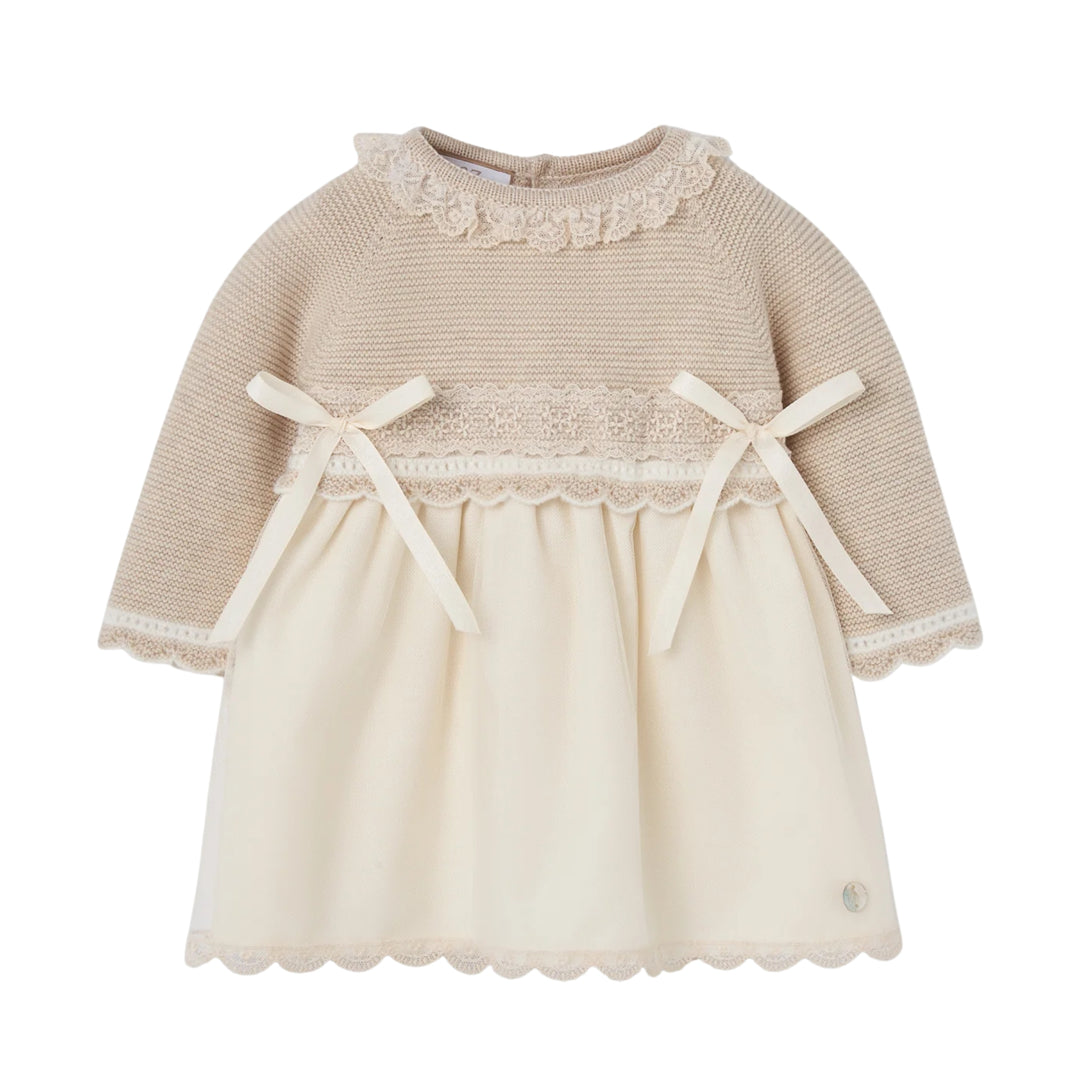 Paz Rodriguez Baby Girls Beige Knit Lua Dress