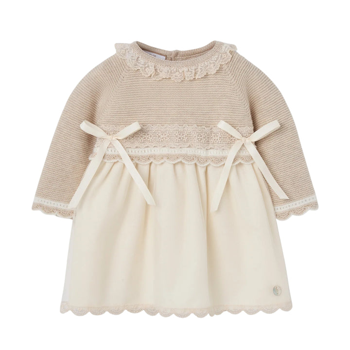 Paz Rodriguez Baby Girls Beige Knit Lua Dress