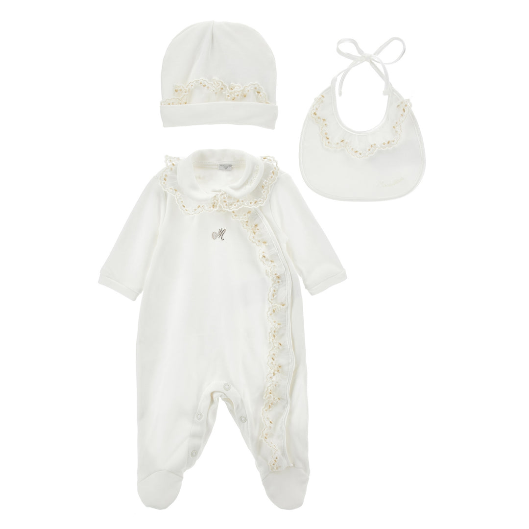 Monnalisa Baby Girls Embroidered Lace Pyjama Set