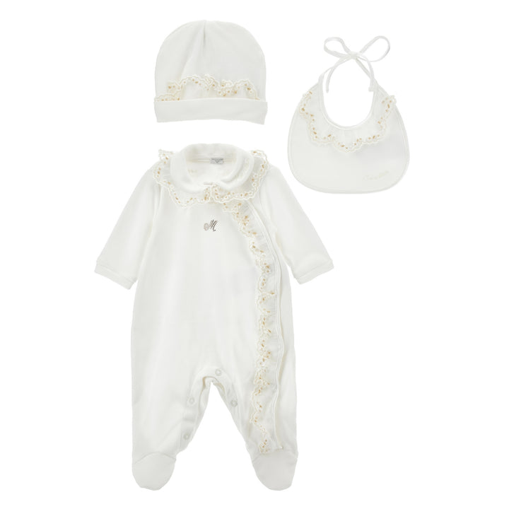 Monnalisa Baby Girls Embroidered Lace Pyjama Set