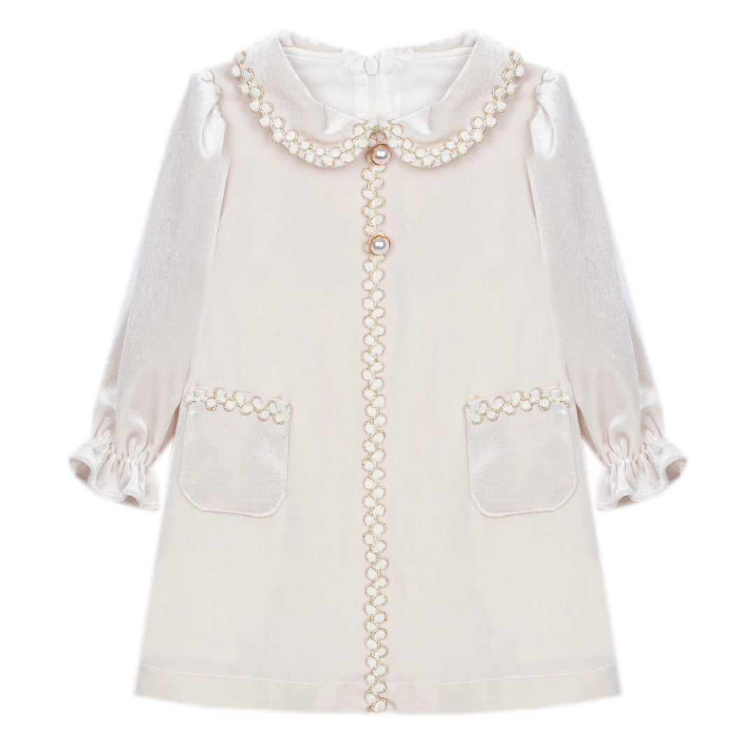 Patachou Velvet Ecru Dress